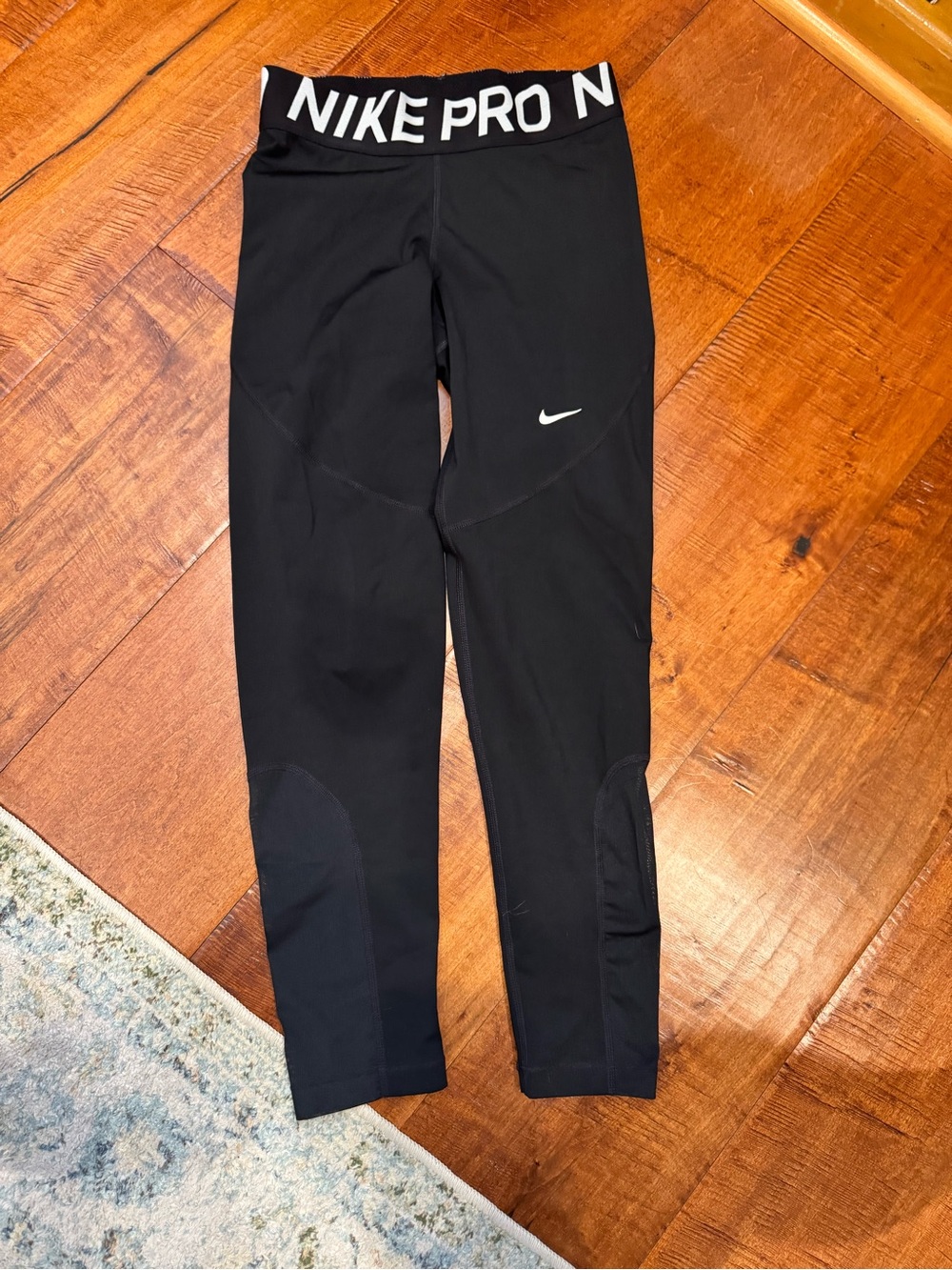 Nike Black Pro Compression Leggings with White Swoosh